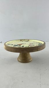 Handmade Wooden <b>Cake</b> <b>Stand</b> Floral Bird Dessert Pedestal Round Display Holder for Wedding Party Table Decor - Product Image 2