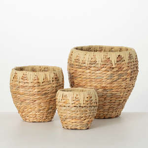 Panier de rangement mural tressé en jacinthe d'eau, double face, pour chambre à coucher, pot de fleurs, fruits, en cuivre, écologique, fait main - Product Image 1