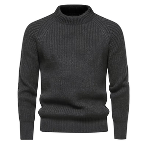 Pull-over col rond personnalisé OEM pour homme 100 % coton, anti-rétrécissement, jacquard, séchage rapide, tricot d'hiver, sweat-shirt avec logo frontal - Product Image 3