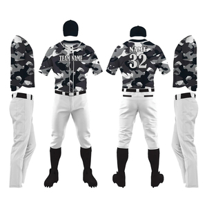Ensembles d'uniformes de baseball respirants en polyester à imprimé numérique ODM, unisexe, grandes tailles, manches courtes, personnalisables avec nom d'équipe, col en V/col rond - Product Image 1