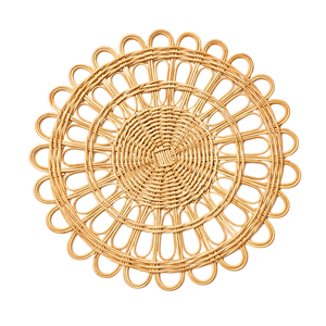Handcrafted Floral Rattan Placemat Heat Resistant Wicker Charger <b>Plate</b>, Rustic Boho Dining Table <b>Mat</b> Manufacturer Vietnam - Product Image 1