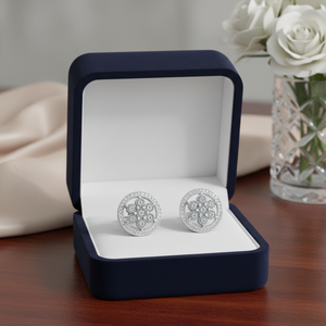 0.80 Ctw Real Diamond Cluster Stud <b>Earrings</b> 10K White Gold Screw <b>Back</b> | Round Halo Floral Design Womens Fine Jewelry Gift - Product Image 1