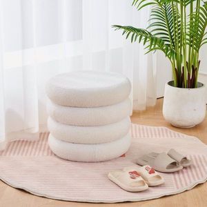 Modern Round Sherpa Footstool Teddy Vanity <b>Stool</b> with Flip Top Tray Upholstered Makeup Chair for Home Decor <b>Storage</b> Ottoman - Product Image 5