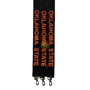 Oklahoma State Black Orange Beaded Embroidered <b>Polyester</b> Canvas Foundation <b>Lanyard</b> Detachable Utility Bag Strap Metal Hook OEM - Product Image 3
