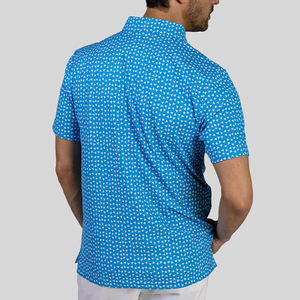 Chemise de golf pour homme à motif géométrique, col montant, coupe classique, en tissu tricoté décontracté, séchage rapide, polyester - Product Image 1