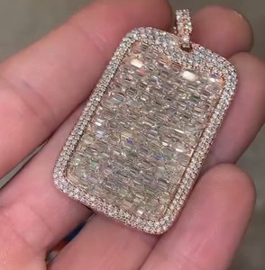 Diseño Atractivo, Joyería de Moda en Oferta, 18.5 CTS, Plata 925, Corte Esmeralda, Estilo Hip Hop, Colgante de Moissanita Rosa - Product Image 3