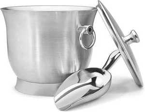 Stainless Steel Ice Bucket Round Minimalist Design With Lid And Spoon Rust Resistant Party Cooler ice Bucket - Product Image 1