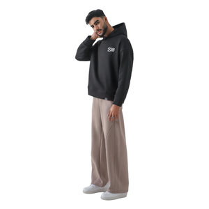 Sweat-shirt à capuche oversize noir personnalisé avec logo pour femme, en molleton épais, coupe décontractée, style streetwear, vente en gros - Product Image 6