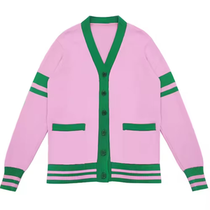 Custom Alpha Sorority Greek Unisex Knitted Sweater Cardigan Solid V-neck Spring Autumn Winter Casual Breathable Quick Dry - Product Image 1