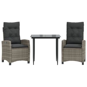 Ensemble de salle à manger de jardin en rotin gris 2 places, mobilier d'extérieur résistant aux intempéries, design contemporain - Product Image 4