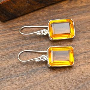 Pendientes de Topacio Miel Hechos a Mano con Diseño Moderno, Plata de Ley 925, Joyería de Piedras Preciosas Naturales, Regalo de Boda para Ella - Product Image 2