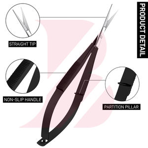 Ciseaux de beauté à ressort légers, antidérapants, durables et populaires, de couleur noire unie, de bonne qualité, à prix de gros, pour la personnalisation. - Product Image 3