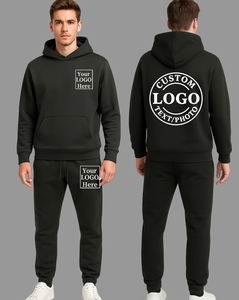 Customized Men's Winter Casual Sports Track Suit Terry Fabric 100% Cotton Breathable Knitted 300g Solid Multi Pocket Set - Product Image 3