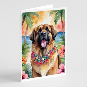 Leonberger Luau A7 Cartes de vœux Lot de 8 cartes vierges fantaisistes avec enveloppes Taille 5x7 - Product Image 1