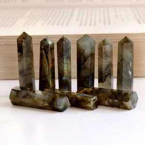 Venta al por mayor de varitas de cristal negro natural de alta calidad, talladas y pulidas, para manualidades de energía curativa, mármol de la India. - Product Image 3