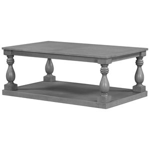 Tavolino da Caffè Vintage U_STYLE con Lussuoso Impiallacciatura in Pino, Gambe a Colonna Artistica a Forma di Vaso, Fascino Senza Tempo per il Soggiorno - Product Image 4