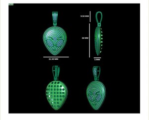 SHRAMAN JEWELS Trendy 925 <b>Silver</b> Gold Plated Custom Cartoon Alien Face Moissanite Diamond Pendant <b>Necklace</b> for Halloween Party - Product Image 5