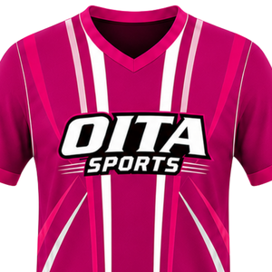 Camiseta de Rugby Rosa y Blanca de Manga Corta con Cuello en V, Uniforme de Equipo Transpirable y Ligero, Ropa Deportiva Personalizada para Entrenamiento - Product Image 3