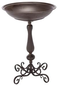 Premium Weatherproof Vintage <b>Standing</b> Birdbath Featuring Decorative Fluted Pillar Cast Iron Look Scroll Base Ornament - Product Image 4