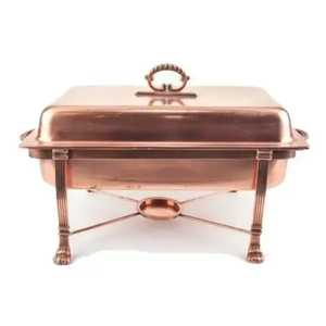 Luxury Mother of Pearl Chafing Dish Rose Gold Hammered Lid Food Warmer Round <b>Buffet</b> <b>Server</b> For Wedding Party Hotel Catering - Product Image 3