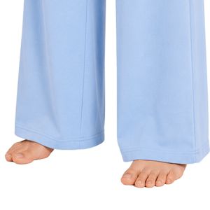 Conjunto de Pijama Corto de Manga Larga para Mujer, Color Blanco y Azul Cielo, con Estampado de Cerezas, Tejido de Algodón Suave, Pantalones Anchos, Fabricación Personalizada OEM - Product Image 4