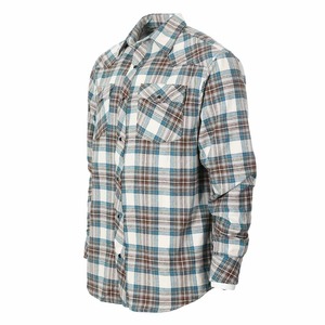Chemise unisexe en flanelle brossée polyester/coton, double poche, doublée, teinte en fil, col montant, anti-boulochage, collection printemps, formelle, longue - Product Image 5