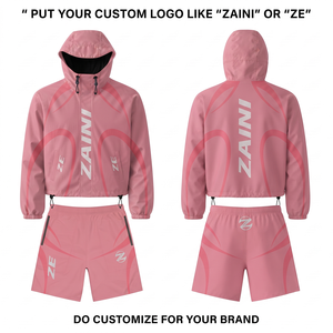 Conjunto Deportivo Ligero de Invierno, Cortavientos Informal de Poliéster Premium de 90 GSM, Diseño de Paneles Curvos Rosa, Logotipo Personalizado - Product Image 1