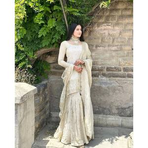 งานปักลายขนาดใหญ่ออกแบบได้เรียงตามลำดับพื้นล่างสุดและ Dupatta ขนาด XL - Product Image 3