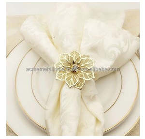 Rond de serviette en laiton de luxe avec design vintage Lot de 6 plaqué or parfait pour les mariages et la vaisselle d'hôtel - Product Image 6