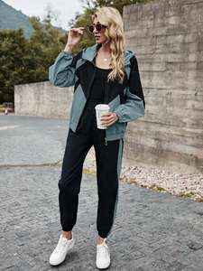 <b>Womens</b> Hooded Two Piece Tracksuit Zip Up Jacket And Jogger <b>Pants</b> Casual Outdoor Sports <b>Lounge</b> Set - Product Image 5