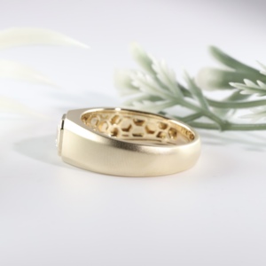 Luxury <b>Men</b> <b>Ring</b> Yellow Gold Asscher Cut Diamond Wedding Band Bezel Setting Signet Flush Bezel Setting That Ensures - Product Image 2