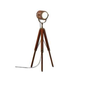 Lampadaire décoratif mobile en cuivre antique, projecteur LED vintage sur trépied, style nautique pour la décoration intérieure - Product Image 1