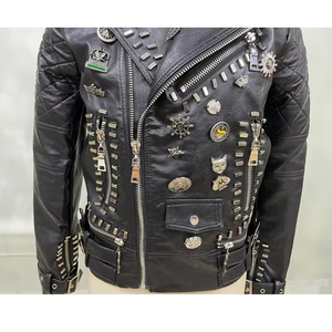 Faux Leather Motorcycle Biker Racer <b>Jacket</b> <b>Punk</b> Street Style Studded - Product Image 6