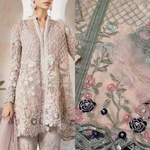 Increíble 2021 Venta caliente camisa de línea A de red bordada y traje de seda Salwar bordado de secuencia pesada vestido completamente bordado - Product Image 1