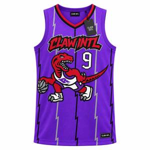Claw Intl Basketball Jersey <b>Purple</b> Dinosaur Print Heat-Transfer Printed Men's Tank <b>Top</b> Adult All Seasons Breathable <b>Mesh</b> 100% - Product Image 1
