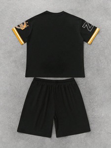 Ensemble sportif décontracté pour homme en 2 pièces, à capuche, pour l'hiver, t-shirt et short en polyester/coton à séchage rapide, tissu respirant tricoté, personnalisable - Product Image 6