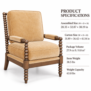 Fauteuil d'appoint rembourré avec structure en bois foncé et accoudoirs rembourrés, fauteuil traditionnel en velours - Product Image 3