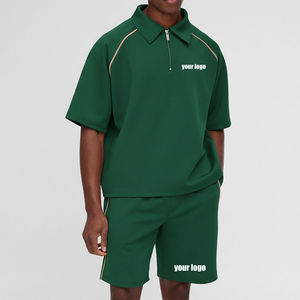 Polo et short pour homme en coton 100% de haute qualité, taille plus, uni, écologique, avec logo brodé personnalisé, imprimé, streetwear 2 pièces - Product Image 5