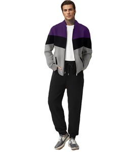Men's Color Blocking Tracksuit Full <b>Zip</b> <b>Hooded</b> Jacket With Side Pockets Regular Fit Autumn Casual Wear Polyester Cotton Blend - Product Image 2