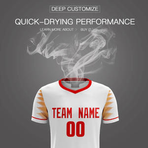 Camiseta de Fútbol Unisex Blanca con Cuello en V, Pantalones Cortos Negros, Sublimada, Personalizada con Nombre del Equipo y Número del Jugador, Absorbe la Humedad, 100% Poliéster - Product Image 5