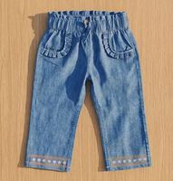 Celana Denim Crop Berkualitas Tinggi untuk Anak Perempuan dengan Bordir Bunga dari Pemasok India dengan Harga Terbaik