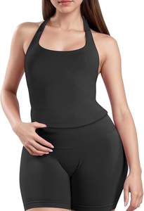 Women's <b>Compression</b> Chafing Long Sleeve Full Length Shorts Gym Yoga Wear Spandex Halter Set Sports Quality Anti-Exposure Design - Product Image 2