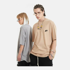 T-shirts en coton oversize vierges pour hommes, col rond, coton épais, streetwear, manches courtes, fournisseur de marques privées USA - Product Image 2