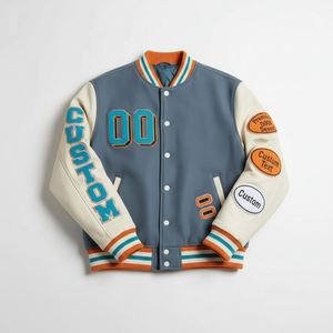 แจ็คเก็ตวาร์ซิตี้แบบกำหนดเองสำหรับผู้ใหญ่ คอตั้ง พร้อมปักชื่อทีม หมายเลข และโลโก้ แจ็คเก็ตเบสบอลแบบ Letterman ผ้าแคนวาส - Product Image 4