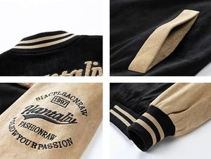 Vamtac <b>Mens</b> Varsity Jacket Woolen Vintage Bomber <b>Coats</b> Baseball Letterman Outfits Loose Fit <b>Long</b> Sleeve Waterproof Breathable - Product Image 4