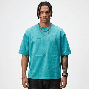 T-shirts pour hommes à manches courtes de haute qualité 100% coton OEM, logo personnalisé en relief, impression puff, unisexe, col rond, coupe classique - Product Image 2