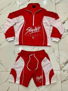 Top Quality Unisex Custom made Reflective Nylon <b>Jacket</b> Windbreaker Short Set Printed Track Pants Tracksuits for <b>Men</b> Shorts Set - Product Image 1