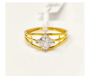 22K Solid Gold Princess Cut Square CZ <b>Ring</b> for Women Real 916 Yellow Gold <b>Split</b> Shank Engagement <b>Ring</b> Fine Gold Jewelry - Product Image 1