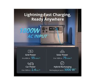 DJl Power 2000 Portable Power Station 2048Wh LiFePO4 <b>Solar</b> <b>Generator</b> 3000W Battery Backup Fast Charging Outdoor Camping - Product Image 3