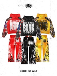 Conjunto de Sudadera con Capucha y Pantalones Deportivos para Hombre, Marca STATE, Estilo Urbano, Estampado, Poliéster, Otoño, Rojo, Negro, Amarillo - Product Image 1